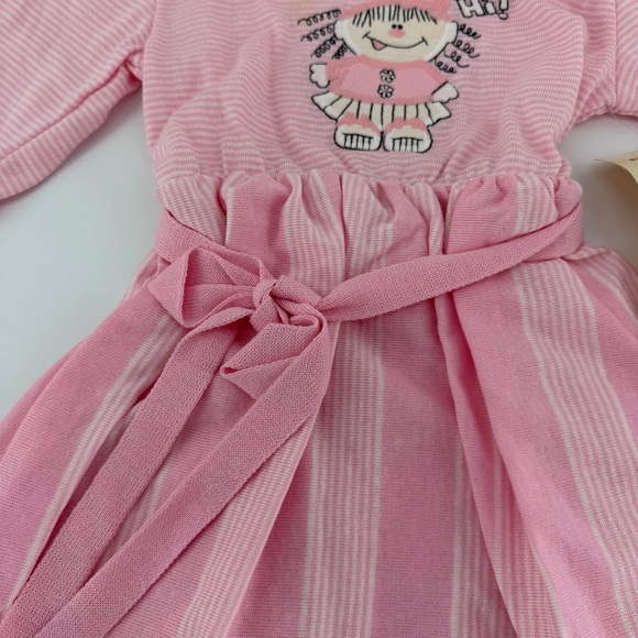Vintage 80s 90s Health-Tex Little Girl Pink White Striped Dress, NWT, Girls 3T - Picture 2 of 8